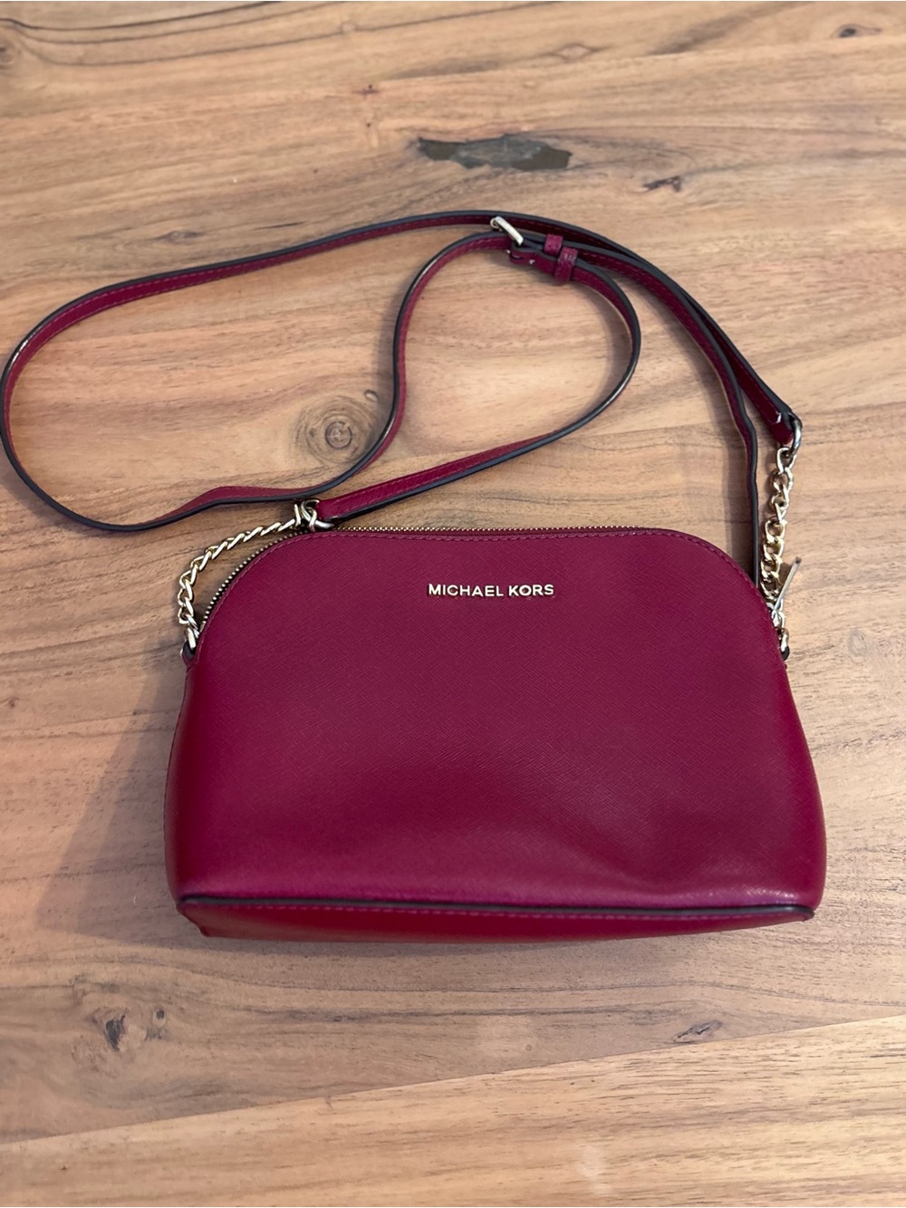 Michael Kors Cindy Saffiano Leather Dome Crossbody Bag